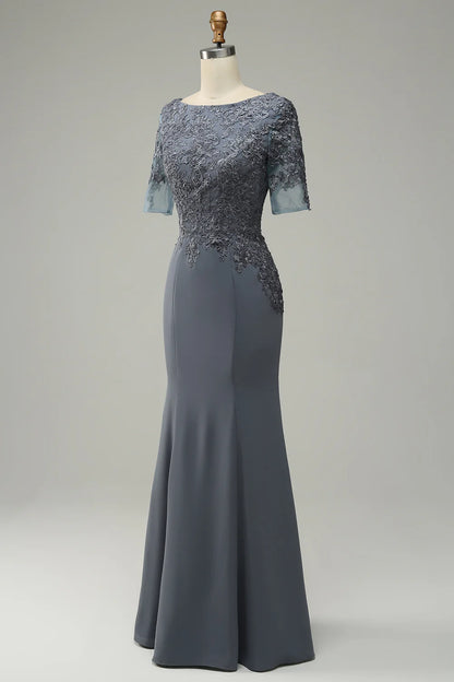 Grey Appliques Mother of Bride Dress