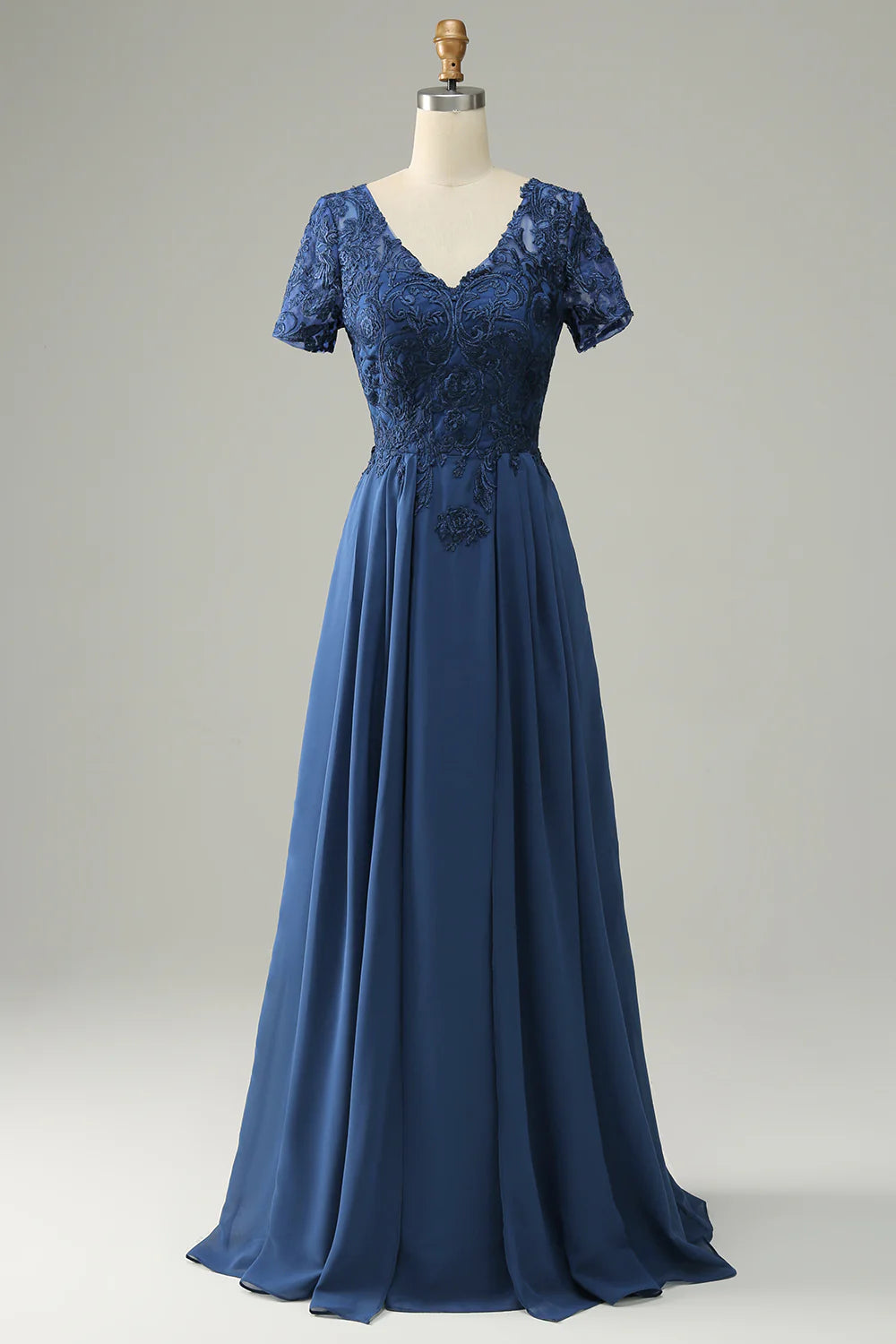 Blue A Line Mother of Bride Dress with Appliques