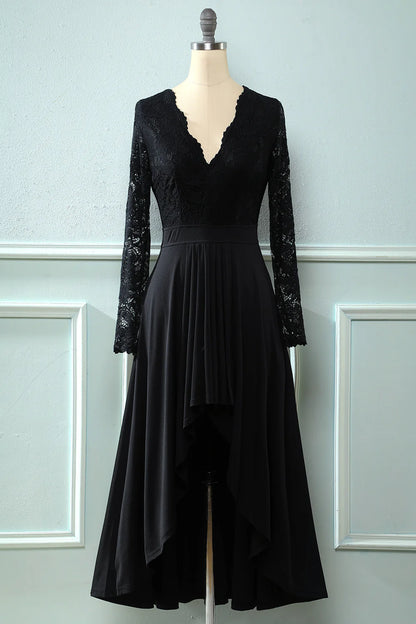 Black Long Sleeves Lace Dress