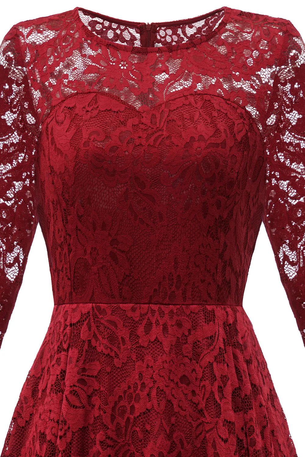 Burgundy High Low Lace Dress