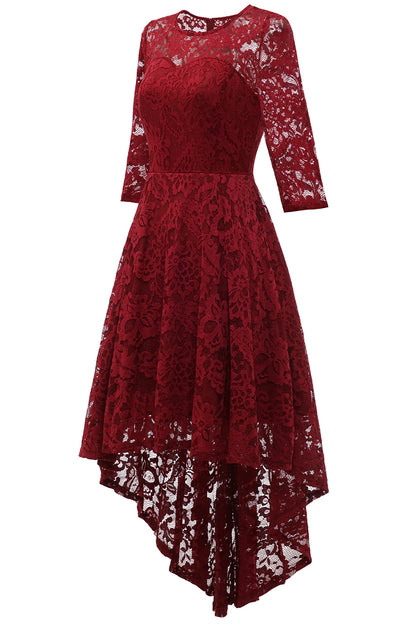 Burgundy High Low Lace Dress