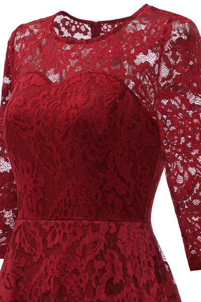 Burgundy High Low Lace Dress