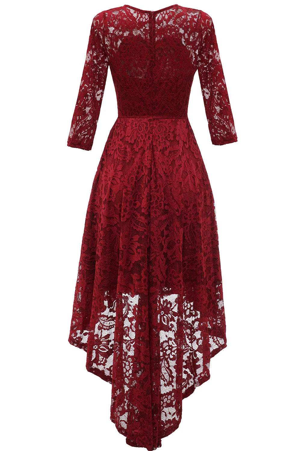 Burgundy High Low Lace Dress