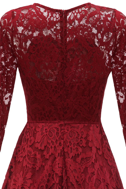 Burgundy High Low Lace Dress