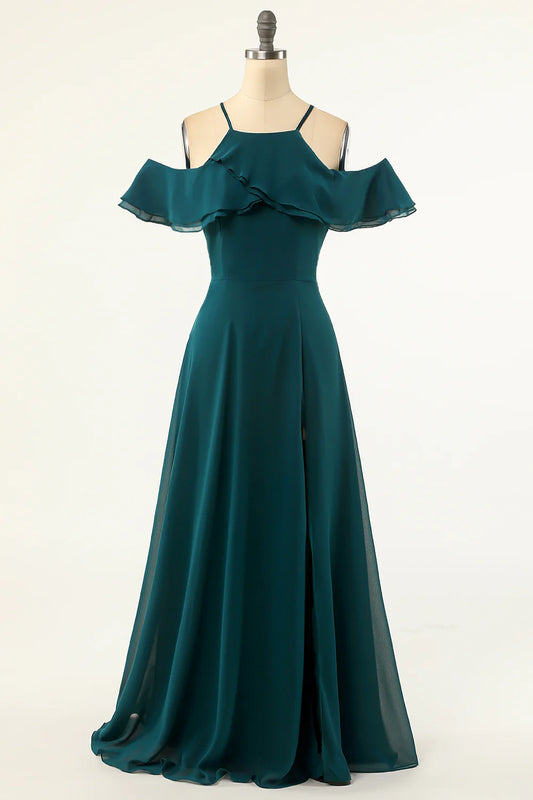 Beaira Green Cold Shoulder Prom Dress