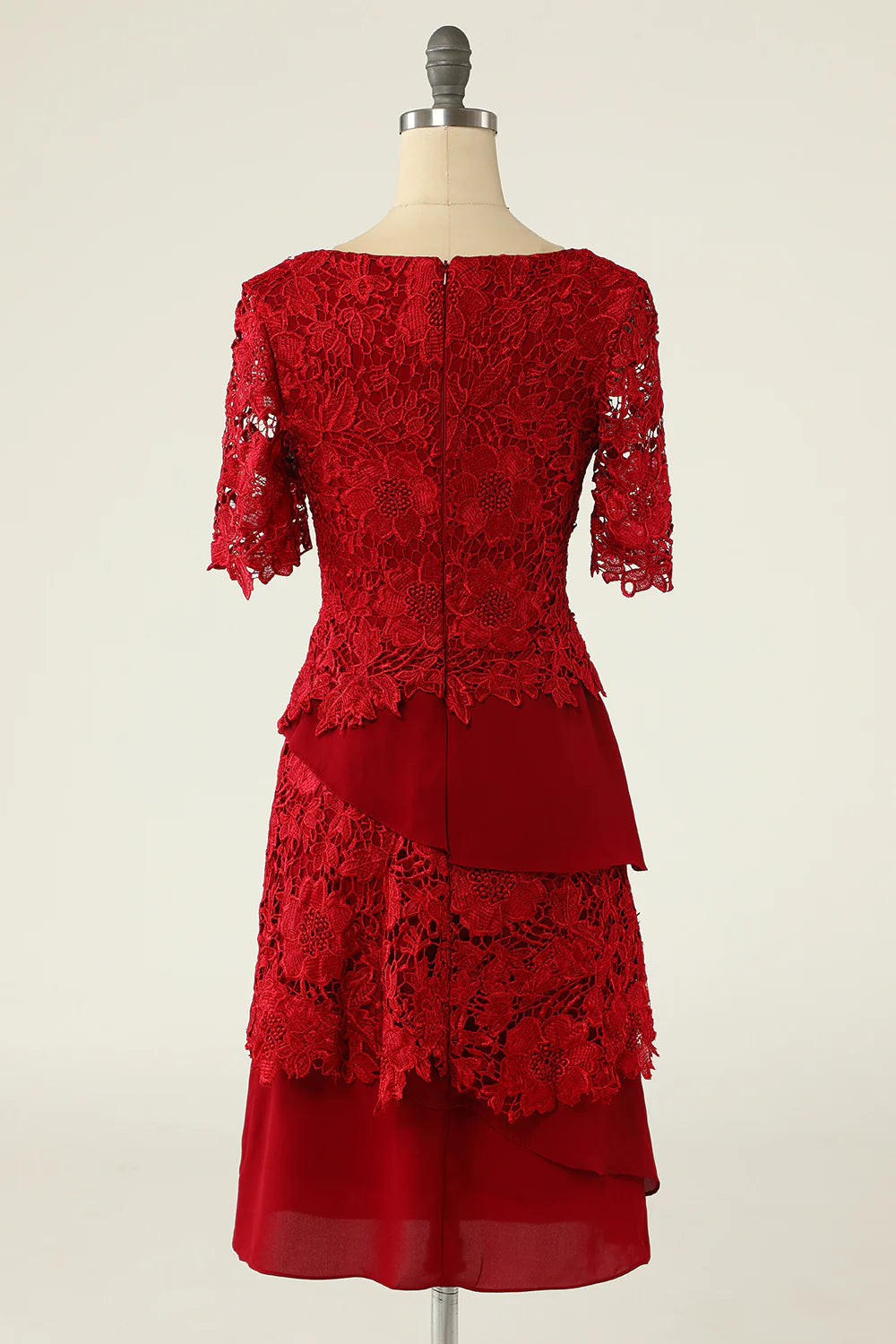 Dark Red Two Piece Mother of the Bride Dress with Lace