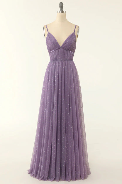 A Line Long Bridesmaid Dress with Ruffles