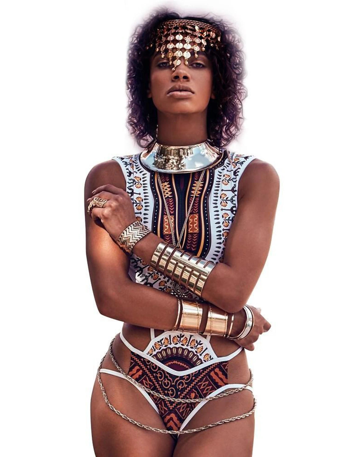 1 pcs Swimwear Bikini Swimsuits African Traditional Women's Graphic Polyester Black White One-piece Swimswuit