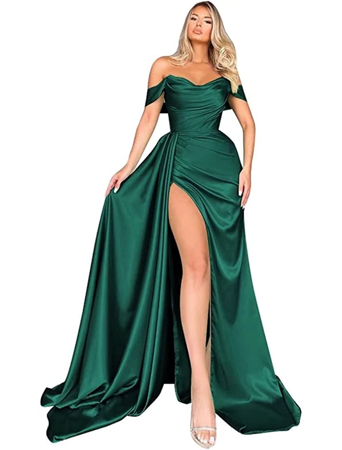 Mermaid / Trumpet Prom Dresses Empire Dress Formal Prom Sweep / Brush Train Sleeveless Off Shoulder Imitation Silk Backless with Ruched