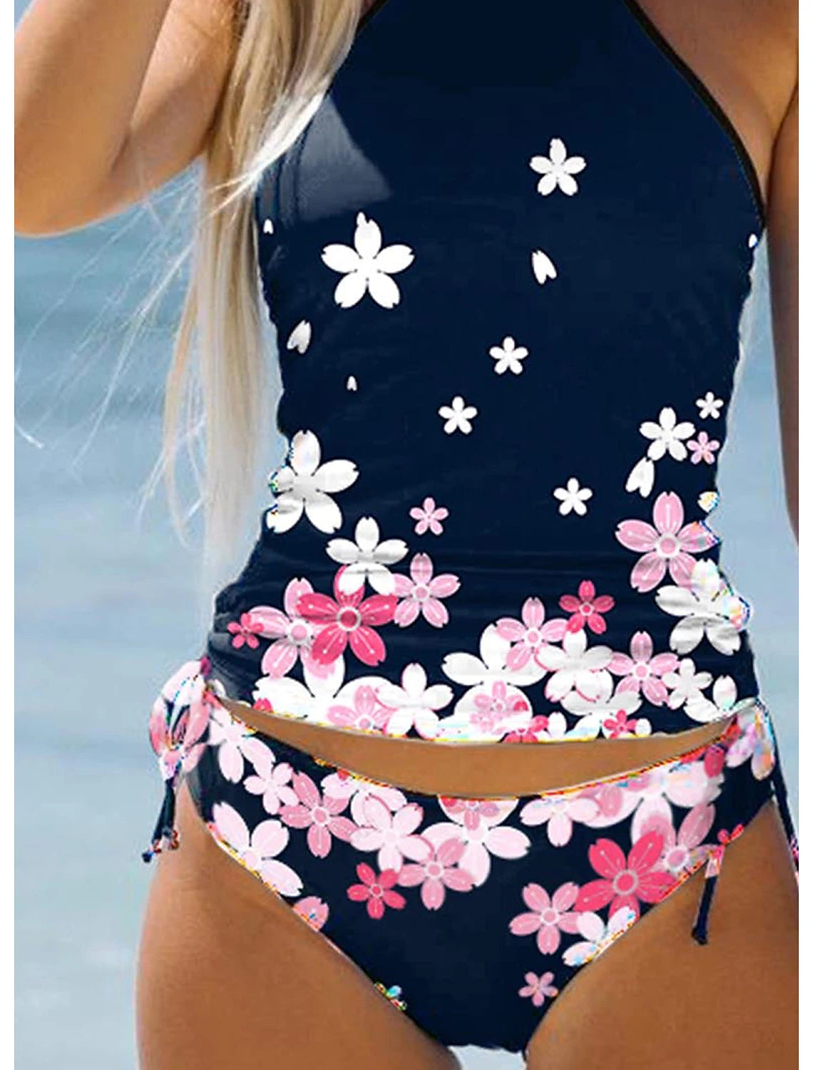 Women's Normal Swimwear Tankini 2 Piece Bathing Suits Swimsuit Halter 2 Piece Modest Swimwear Floral Floral Print Vacation Beach Wear Bathing Suits