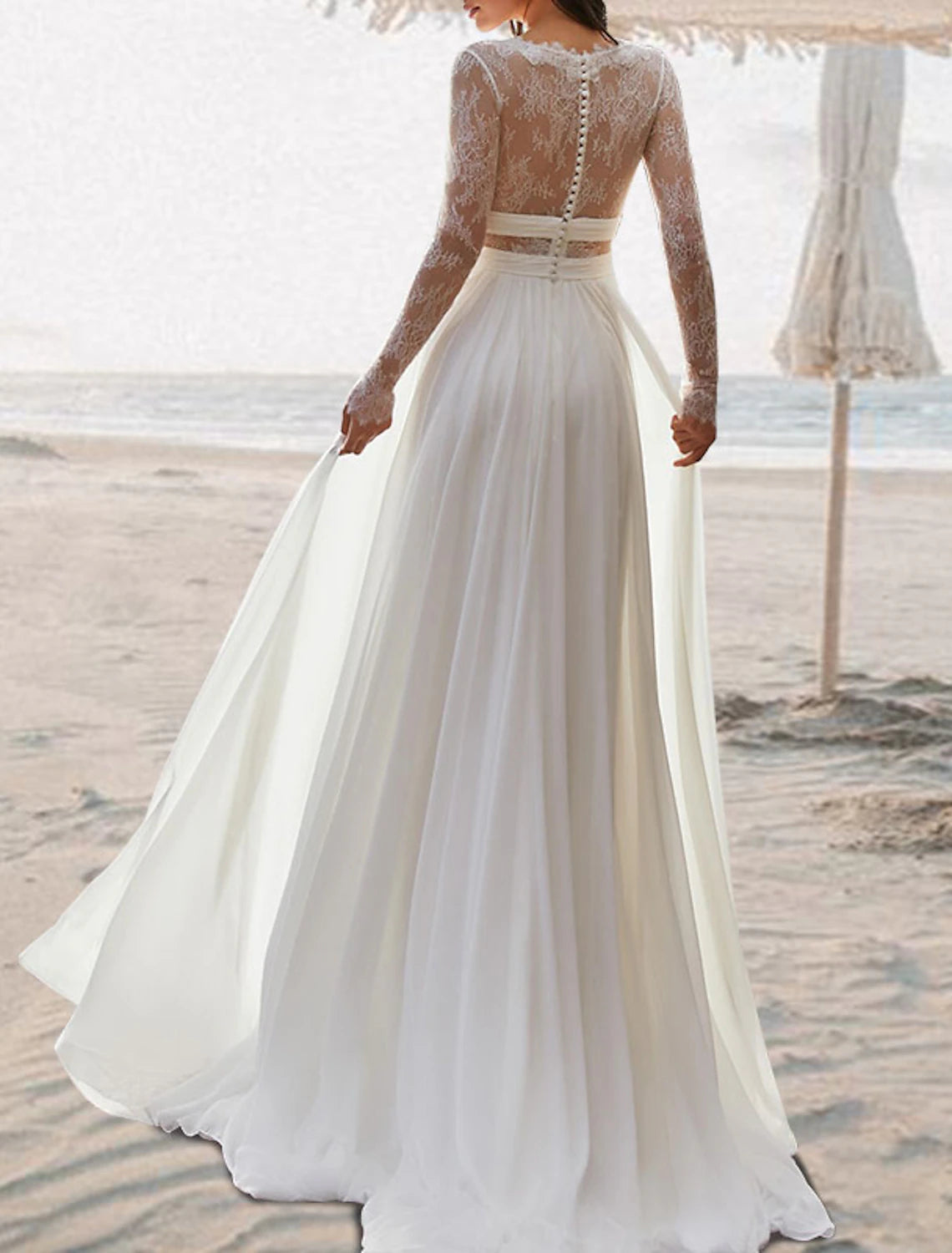 Beach Open Back Boho Wedding Dresses A-Line V Neck Sleeveless Floor Length Chiffon Bridal Gowns With Pleats Summer Fall Wedding Party