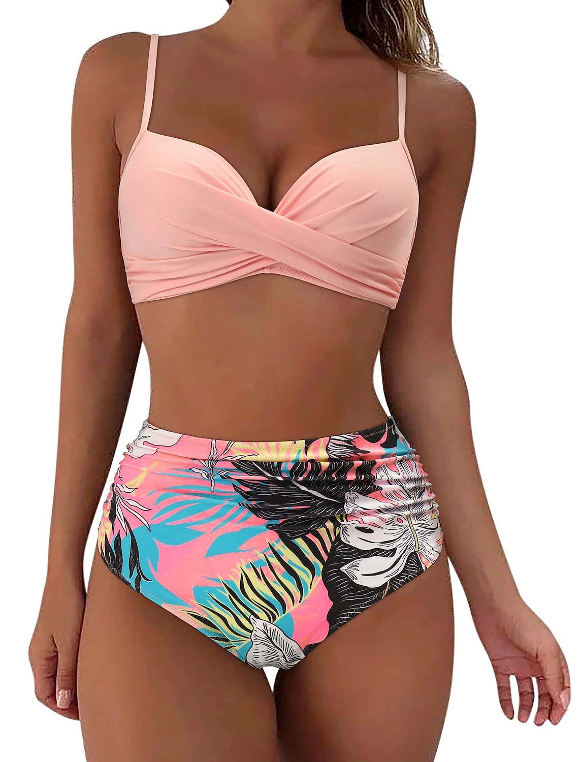 Women's Swimwear Bikini Shorts Swimsuit 2 Piece High Waisted Plain Beach Wear Basic Bathing Suits