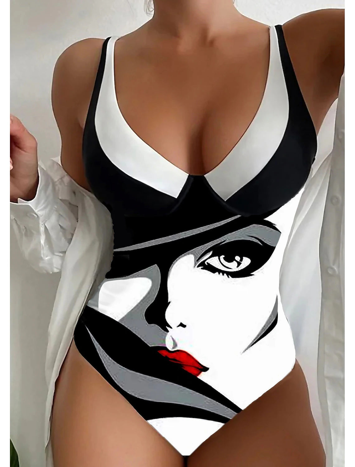 Women's Normal Swimwear One Piece Shorts Swimsuit Tummy Control Printing Graphic Beach Wear Summer Bathing Suits