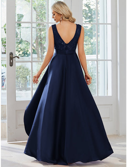 A-Line Wedding Guest Dresses Casual Dress Party Wear Wedding Party Asymmetrical Sleeveless Jewel Neck Satin with