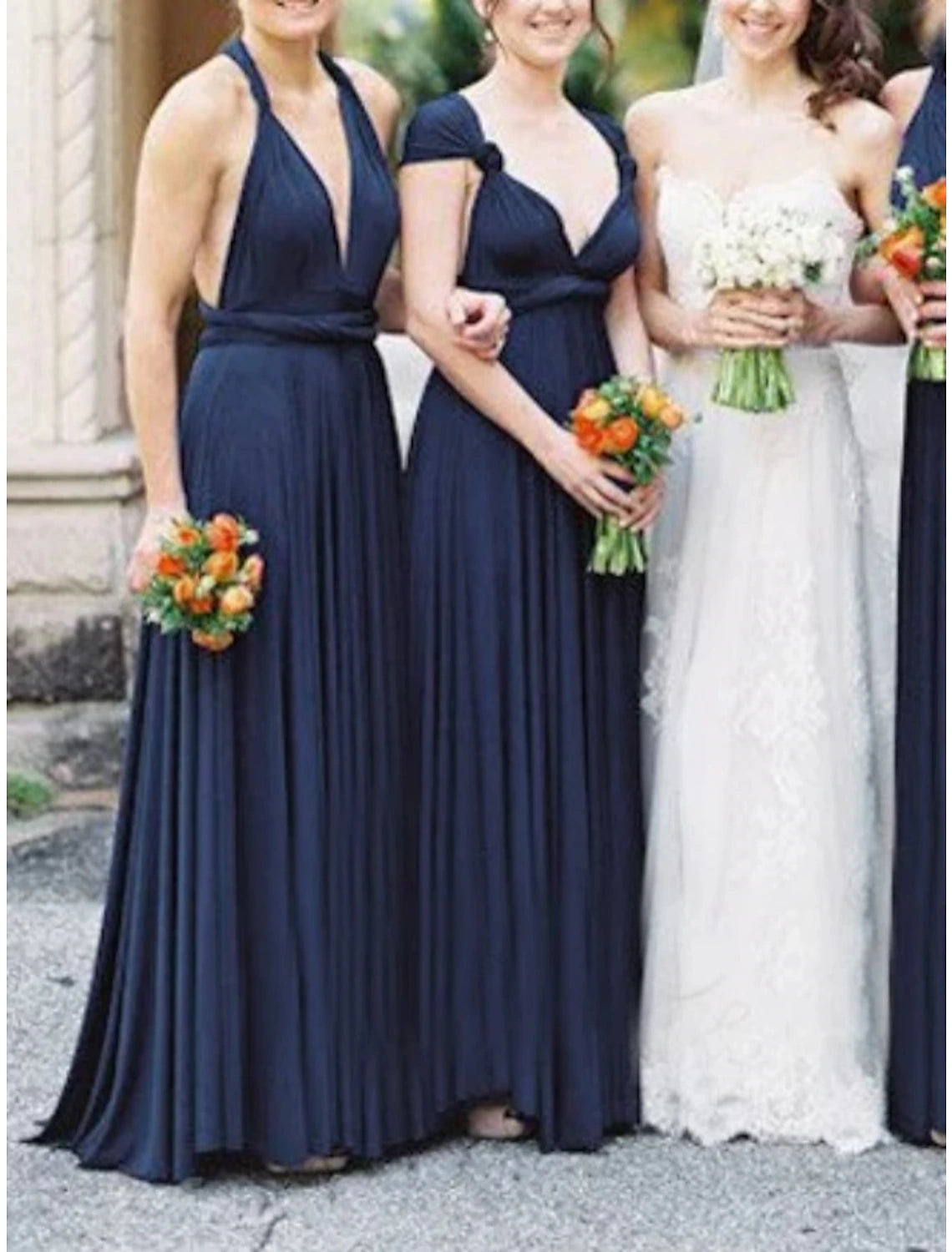 Sheath / Column Bridesmaid Dress V Neck Sleeveless Convertible Floor Length Spandex with Pleats / Solid Color