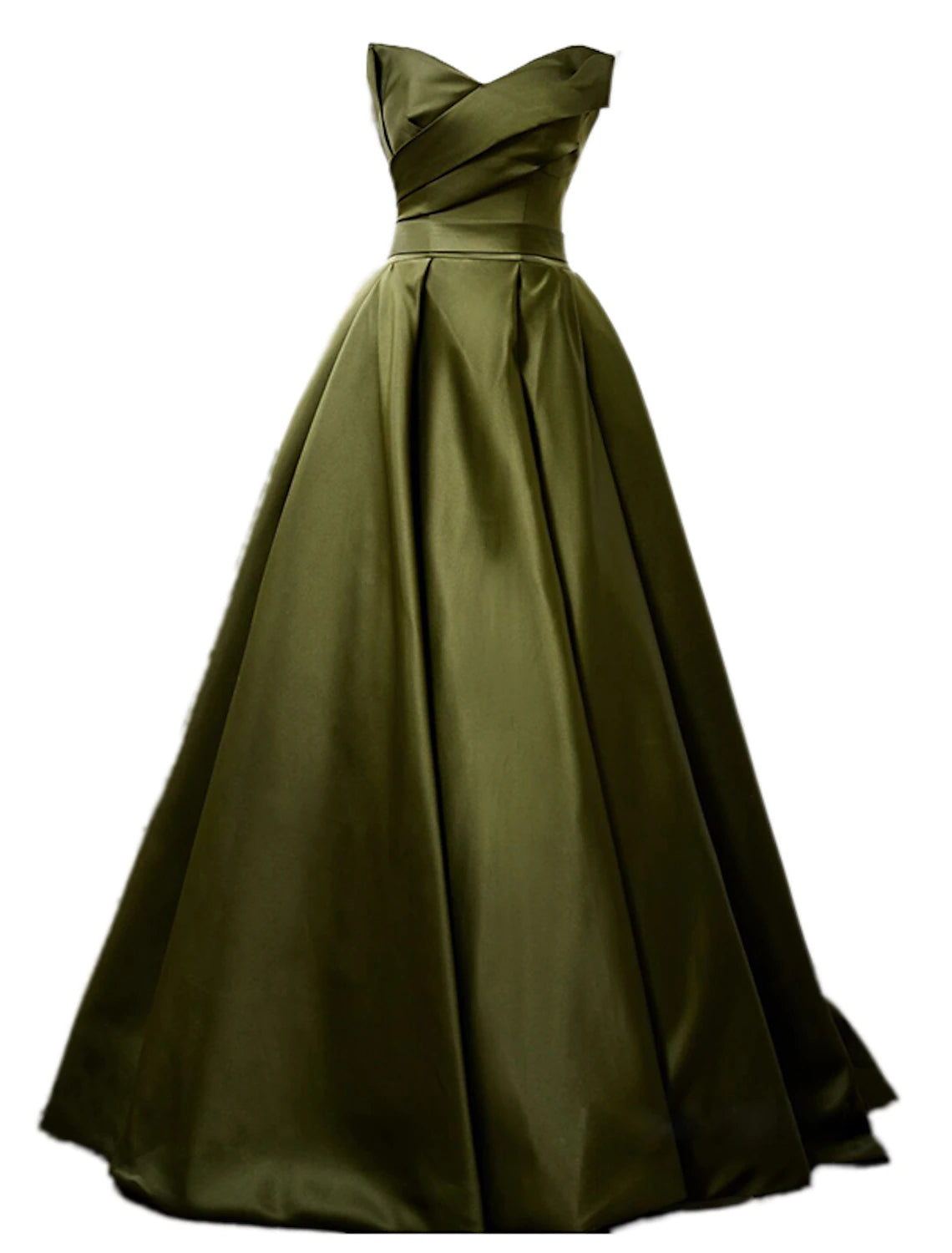 A-Line Evening Gown Open Back Dress Formal Wedding Guest Floor Length Sleeveless Strapless Satin with Pleats Strappy