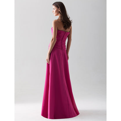 Sheath / Column Bridesmaid Dress Strapless / Straight Neckline Sleeveless Open Back Floor Length Chiffon with Ruched