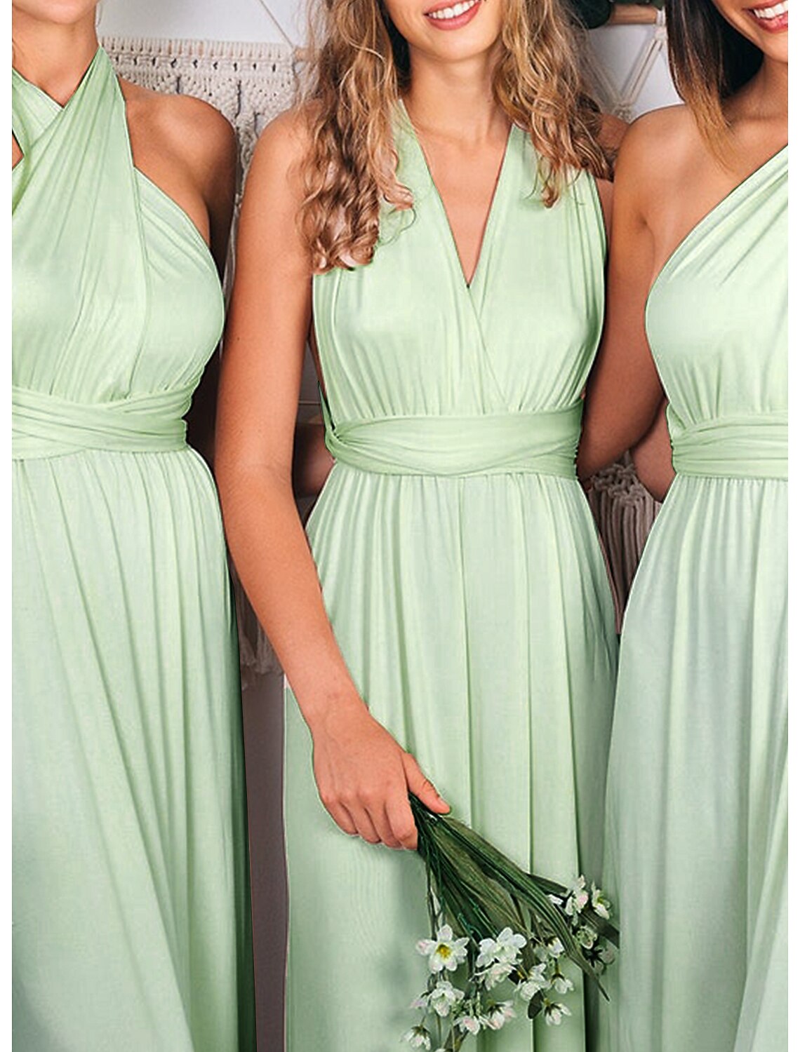 Sheath / Column Bridesmaid Dress Halter Sleeveless Convertible Ankle Length Spandex with Pleats / Solid Color