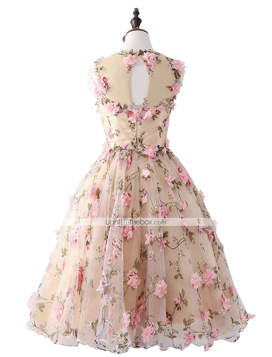 A-Line Cocktail Dresses Party Dress Graduation Valentine's Day Short / Mini Sleeveless Jewel Neck Satin with Appliques