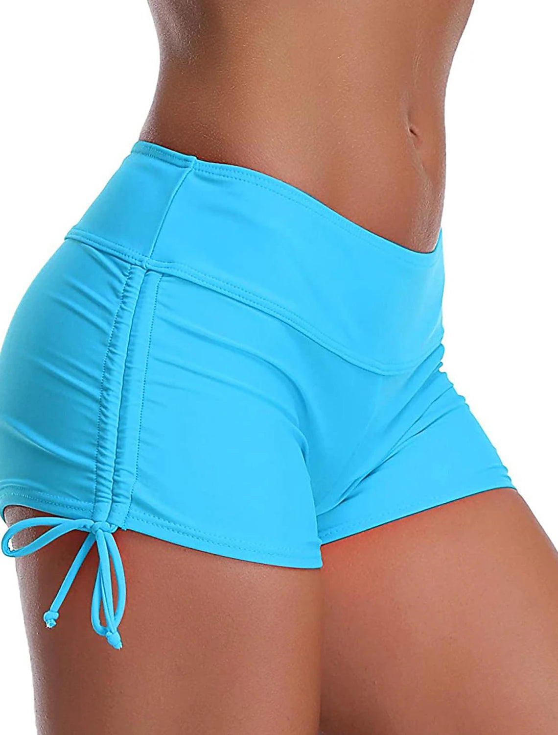 Women's Swimwear Bikini Bottom Shorts Swimsuit Drawstring Quick Dry Solid Color Plain Basic Bathing Suits