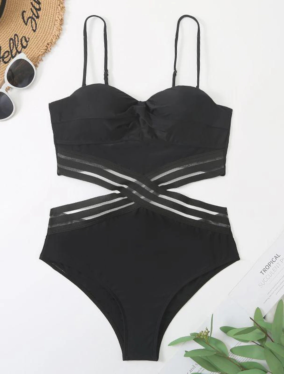 Women's Normal Swimwear One Piece Monokini wrap Swimsuit Cut Out Plain Beach Wear Summer Bathing Suits