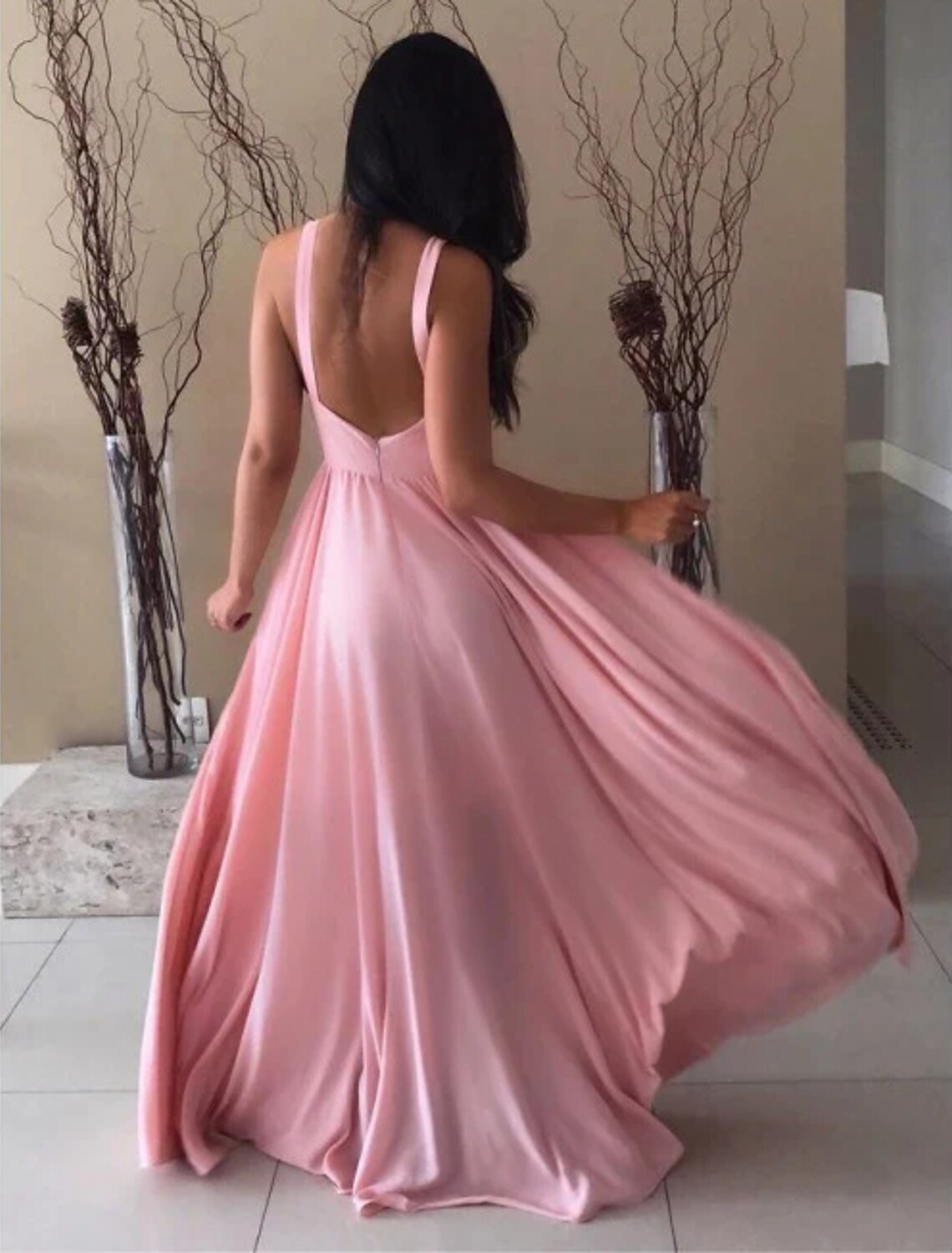 A-Line Prom Dresses Maxi Dress Evening Party Prom Floor Length Sleeveless Halter Neck Stretch Fabric Backless with Pleats