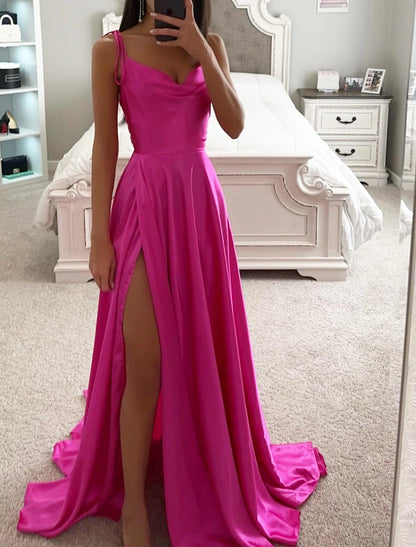 A-Line Prom Dresses High Split Dress Evening Party Birthday Court Trai ...