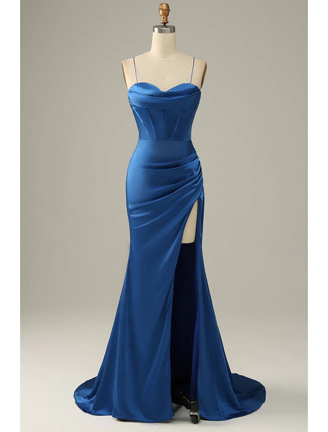 Mermaid / Trumpet Evening Gown Corsets Dress Cocktail Party Prom Floor Length Sleeveless Cowl Neck Satin with Ruched