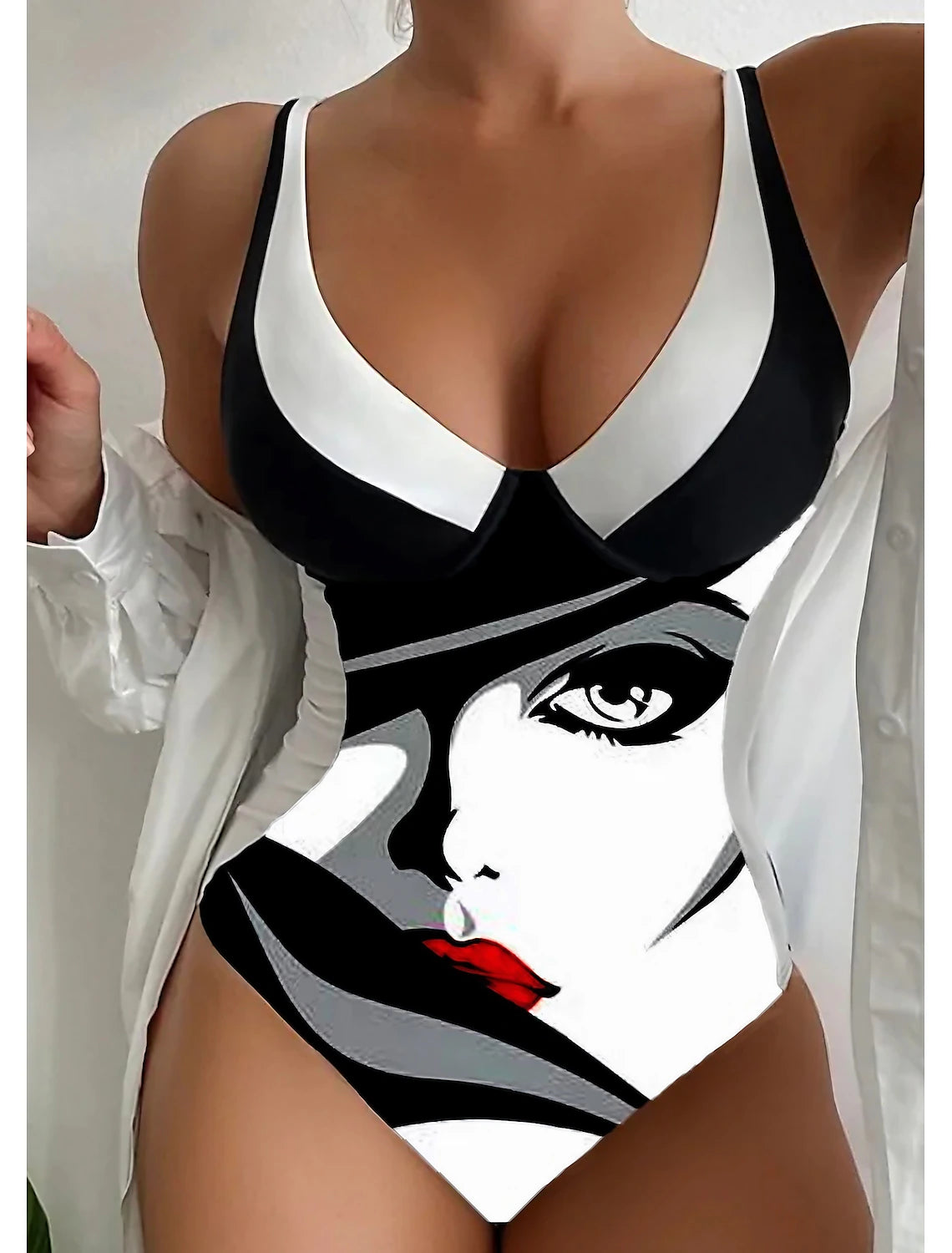 Women's Normal Swimwear One Piece Shorts Swimsuit Tummy Control Printing Graphic Beach Wear Summer Bathing Suits