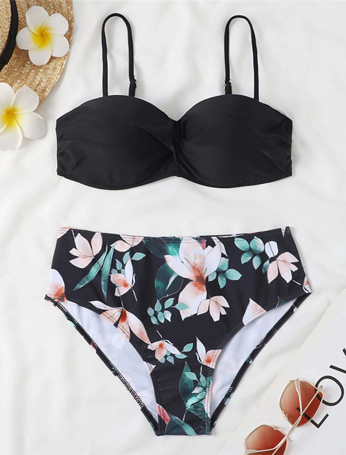 Women's Normal Swimwear Bikini 2 Piece Swimsuit 2 Piece Open Back Sexy Printing High Waisted Floral Leaves Strap Vacation Fashion Bathing Suits