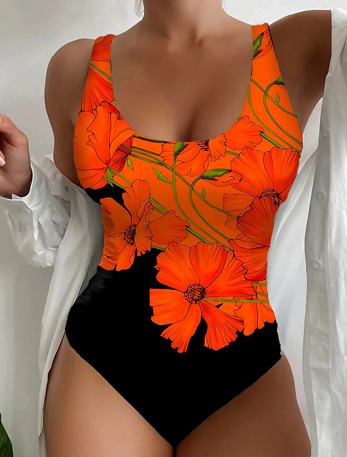 Women's Swimwear One Piece Swimsuit Printing Floral Stylish Bathing Suits