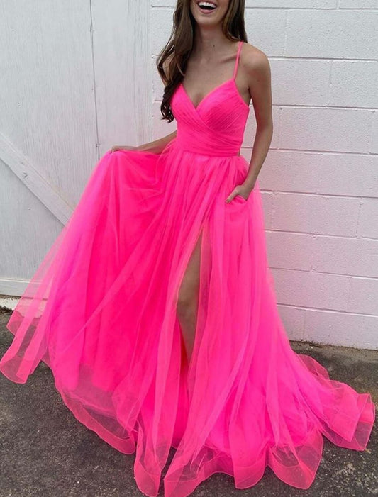 A-Line Prom Dresses Sexy Dress Wedding Party Birthday Court Train Sleeveless Spaghetti Strap Organza