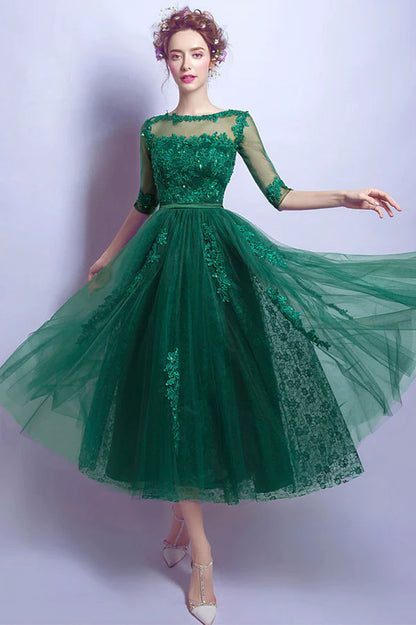 Green Tulle and Lace Short Homecoming Dress Cute A-Line Evening Party Dress