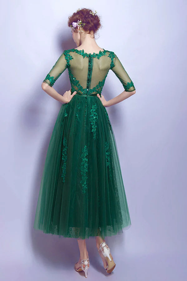 Green Tulle and Lace Short Homecoming Dress Cute A-Line Evening Party Dress