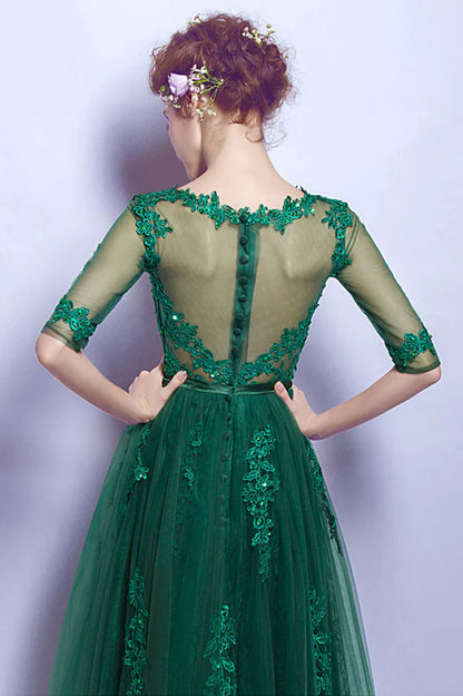 Green Tulle and Lace Short Homecoming Dress Cute A-Line Evening Party Dress