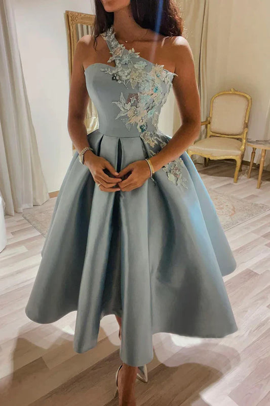 Lovely Lace One Shoulder Short Prom Dress A-Line Party Dress