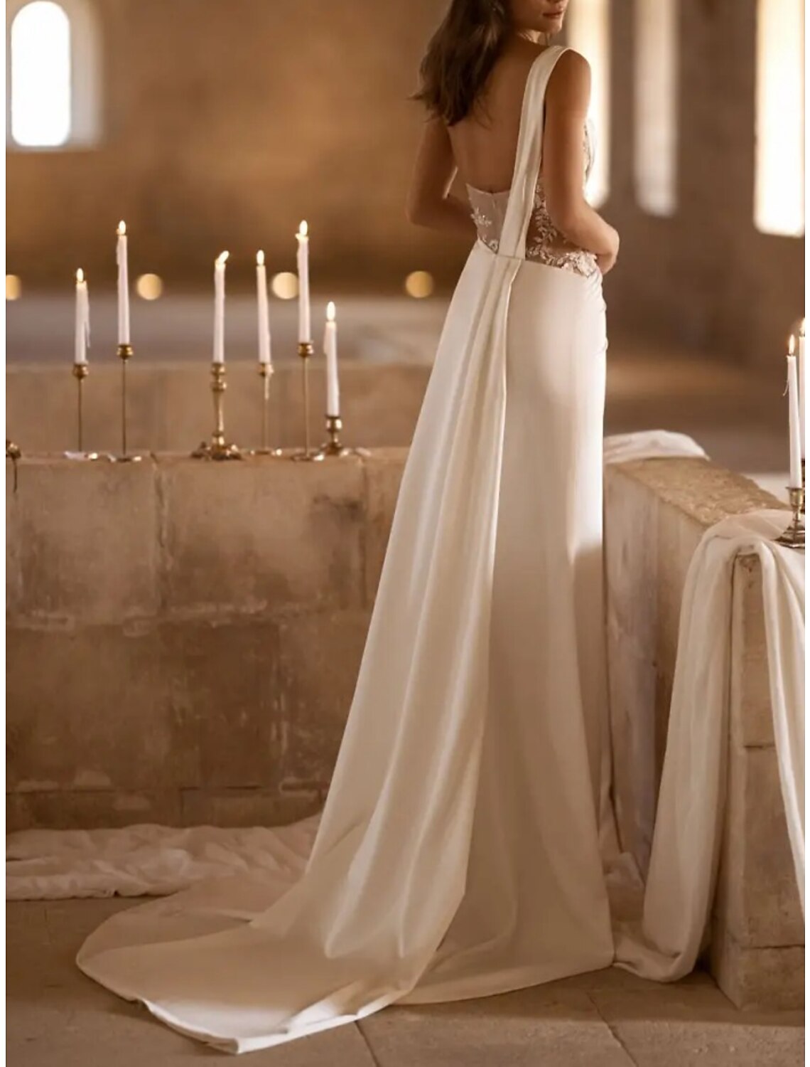 Hall Mature Wedding Dresses A-Line One Shoulder Sleeveless Court Train Satin Bridal Gowns With Pleats Appliques