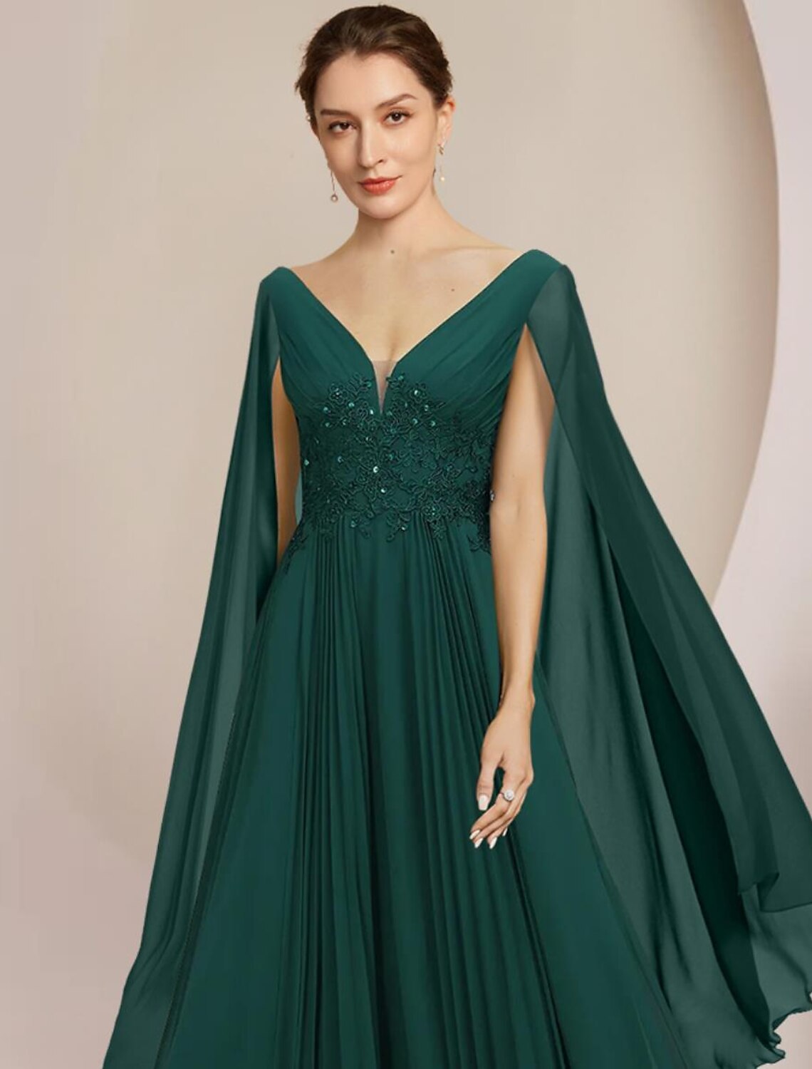 A-Line Mother of the Bride Dress Formal Wedding Guest Elegant V Neck F ...
