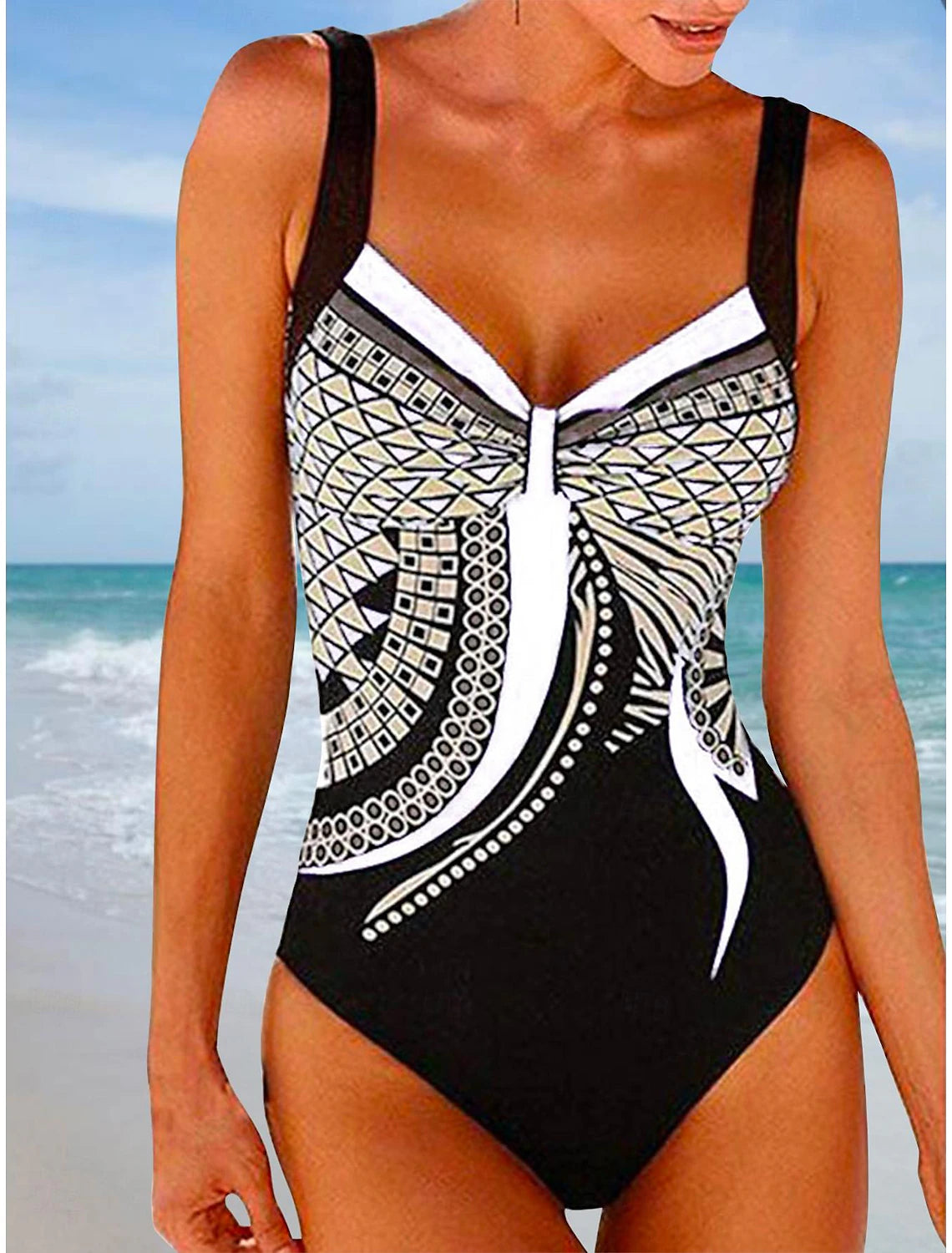 Women's One Piece Swimsuit Backless Sexy Bodysuit Bathing Suit Stripes Swimwear White Yellow Breathable Quick Dry Lightweight Swimming Surfing Beach Summer