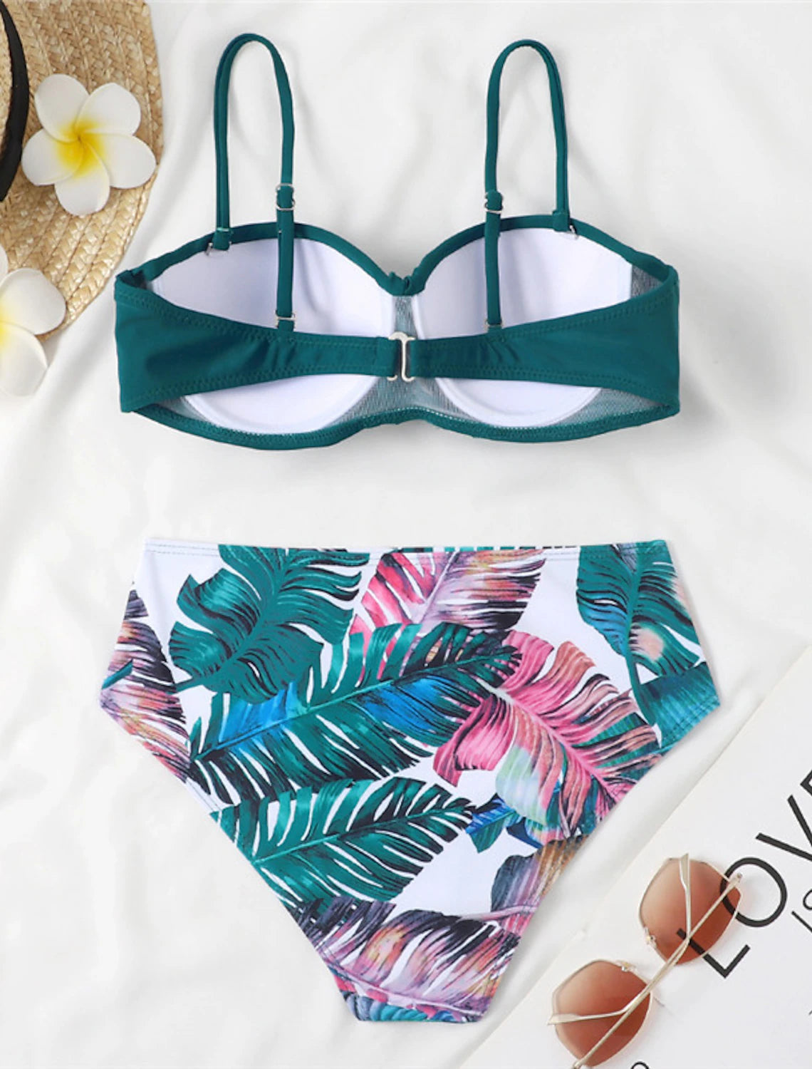 Women's Normal Swimwear Bikini 2 Piece Swimsuit 2 Piece Open Back Sexy Printing High Waisted Floral Leaves Strap Vacation Fashion Bathing Suits