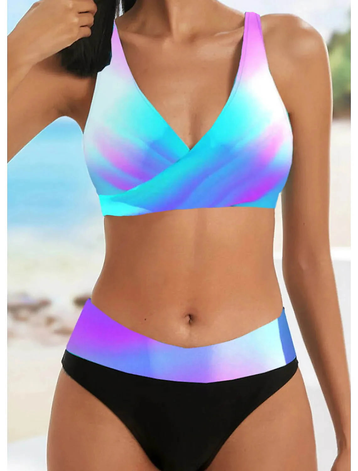 Women's Plus Size Swimwear Bikini Swimsuit 2 Piece Cut Out Graphic Push Up Summer Bathing Suits