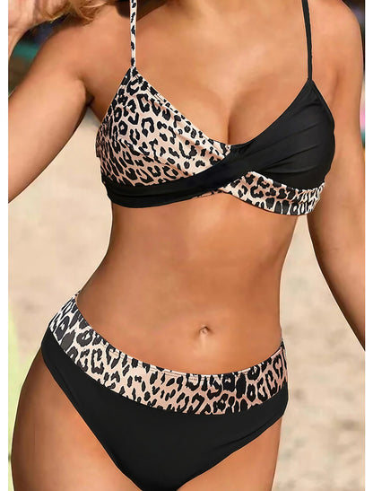 Women's Normal Swimwear Bikini 2 Piece Swimsuit 2 Piece Leopard Strap Vacation Sexy Bathing Suits