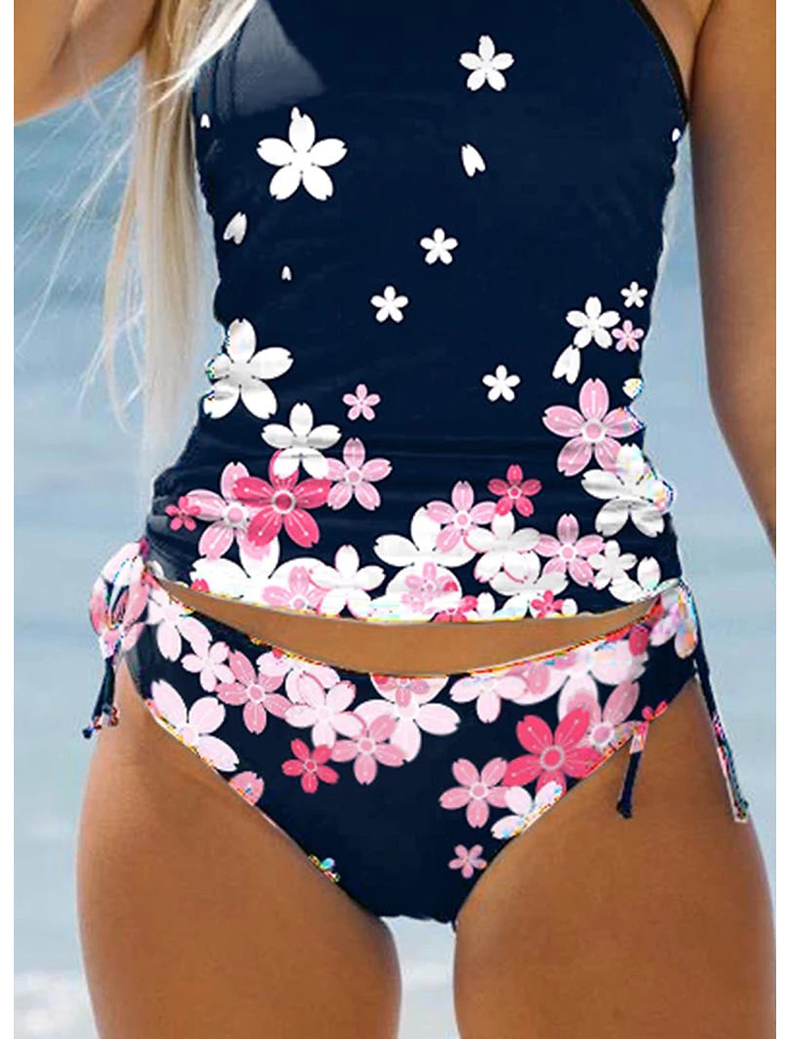 Women's Normal Swimwear Tankini 2 Piece Bathing Suits Swimsuit Halter 2 Piece Modest Swimwear Floral Floral Print Vacation Beach Wear Bathing Suits